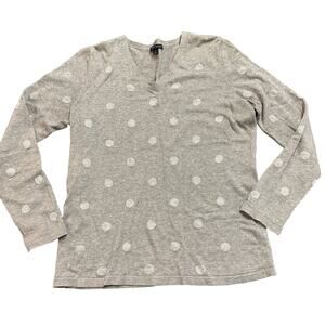 Tommy Hilfiger Womens gray v-neck sweater silver dot Large